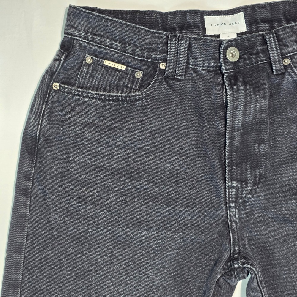 I Love Ugly Mens Faded Black Denim Jeans Straight Leg Size M 32x26 - Picture 3 of 16